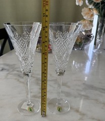 Pair of Waterford Crystal Wedding Heirloom Champagne Flutes 10.25″ Tall – NEW