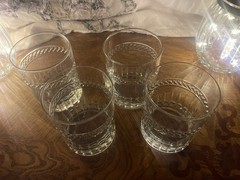 (4) Imperial Crystal Glass Ohio Exeter Old Fashioned Vtg Clear Cut Bar Set