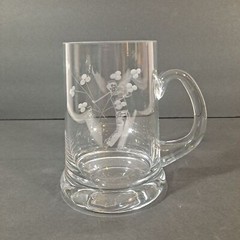 Etched Golfer Floral Glass Beer Mug With Handle Barware Mancave Father’s Day