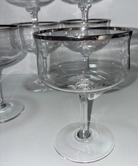 Lenox Desire Platinum Rim Crystal Champagne Sherbet Glass Set of 6