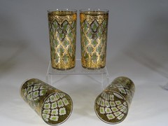 Set of 4 Mid Century Modern Culver Glass Valencia 22kt Gold Highballs c.1962