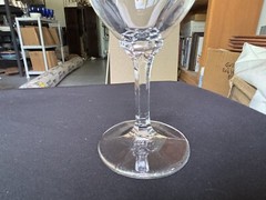 Johann Haviland Clear Crystal Wedding Ring 7.9oz Wine Stem w/ Platinum Trim VGUC