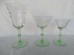 Weston Clear Crystal Green Stem Champaign Stem Grey Cut Flower Horizontal Band