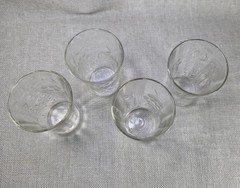 VTG Set of 4 Etched Grape Vine Shot Glasses 2 Oz. Cordial Liqueur Clear Glass