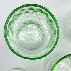 LOT 6 Uranium GREEN DIAMOND OPTIC Shot Glasses HAND BLOWN Depression Glass MINTY