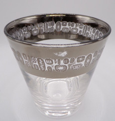 Atomic Silver Band Rocks Lowball Tumbler Glasses MCM Canonsburg Temporama Set 9