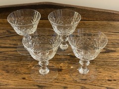 Lot of 4: Beautiful: Maryland By Heisey Champagne Coupe/Tall Sherbet Crystal