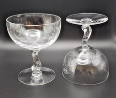 Fostoria Crystal Gray Cut Spring Pattern Champagne/Tall Sherbet glass – set of 2