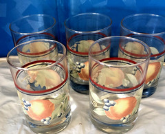 Corelle Coordinates Abundance Fruit Set of 5 Juice Glasses Corning 6/oz’s.