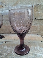 Libbey PURPLE AMETHYST Garden Vine WINE Goblet- Set of 4- Vintage Glassware USA