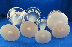 ‘Dorothy Thorpe’ 57 Pc. Service Pink on Clear with Hand Painted Florals – ESTATE