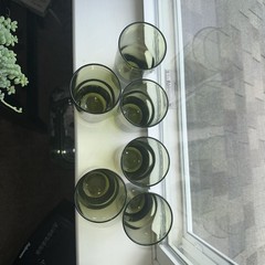 VTG Libbey Olive Green Glasses Set/6 Tumbler Round Bottom Tall 16oz RARE 70’s