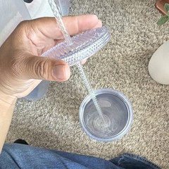 Starbucks Clear Plastic Glossy Tumbler With Straw, Twist Lid, Reusable