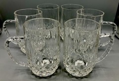 Crystal Tankard Set of 6 by Kristal Zajecar of Serbia in the Nobility Pattern