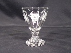 Standard Glass Liquor Cocktail Glasses Cut to Gray Grape Design Set of 7