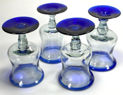 Hand Blown Blue Rimmed Cocktail Glasses 5″ with a 5oz Capacity