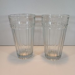 2 Anchor Hocking Olivia Isabella Tumblers Barware 6” Tall Ribbed & Beaded