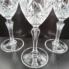 4 Cristal De Flandre Salzburg Wine Glasses Set Crystal Clear Stemware France Lot