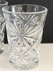 3 Juice Glass Tumblers Anchor Hocking 3in Star of David Early American Prescut