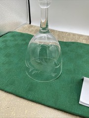 Vintage Glass Wine Goblet Etched Floral Pattern 3” Diameter 5.75” Tall