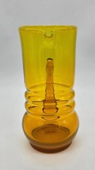 7pc MCM Lucyna Pijaczewska Poland Art Glass Jug Glasses Yellow/Orange *GLOWS