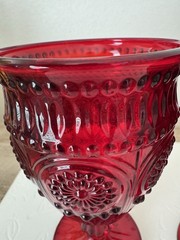 The Pioneer Woman Adeline Ruby Red Embossed Goblets Glasses 12oz Set of 2