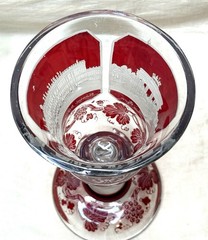 Antique Bohemian German Germany 1856 Ruby Cut To Clear Glass Goblet