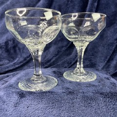 2 – Libbey Chivalry Clear VTG Stemware 4.5” Champagne Sherbet Glass Barware