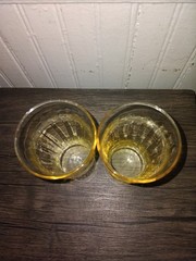 Yellow Depression Glass Panel Optic Tumblers Set Of 2