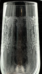 Bohemian Crystal «CASCADE» Needle Etched Elegant Fluted Champagne Glass 6-3/4″