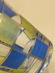Vintage Culver Gold Blue Lime-Green Mid-Century Lowball Cocktail Glass Set of 2