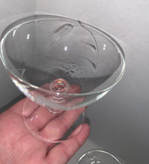 LOT OF 5 Crystal FRUIT COMPOTE/SHERBET (?) Glasses with Etched Wheat Leaf Design