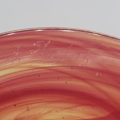 Signed 1985 Steven Maslach Burgundy Earth Tone Swirl Pattern Marble Art Glass