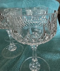 Cristal D’Arques Durand Longchamp Crystal Coupe Glasses 5.5″ Set of 5 Vintage