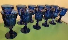 Imperial Old Williamsburg Deep Blue Water Goblets 6 1/2″ Set Of 12 Vintage