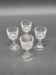 Vintage Miniature 4 Piece Set Brilliant Cut Crystal Stemmed Wine Glasses 4″