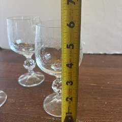 Set of 3 Bohemian Cascade Etched Wine Glasses by Import Assoc.