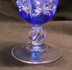 Cristal D Arques Blue Cut To Clear Lot Of 4 Wine Glasses 4 1/2″