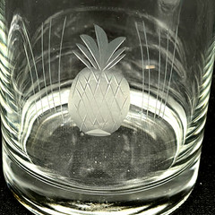 2 Custom Etched Pineapple Double Old Fashioned Rocks Glasses Weighted Bottoms 4″
