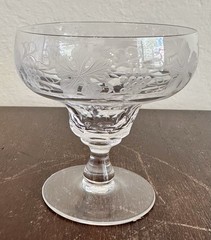 Vintage Set 5 Val St Lambert Vignes Crystal Tall Sherbet Champagne Glasses 4”H