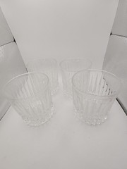 SET OF 4 VTG Fostoria CRYSTAL Double Old Fashioned Glasses Chrysler advertising