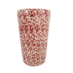 Workshops of Gerald E. Henn Red Spongeware Tumbler Glass Cup 5.5″ 14 oz.