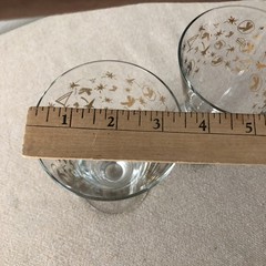 Atomic Vintage Gold Cocktail Glasses Mid Century Starburst 8 oz Barware Set of 2