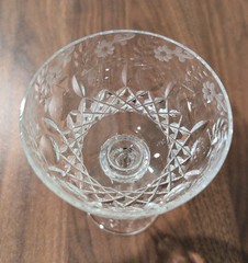 Rogaska Crystal GALLIA 5.75″ Champagne Sherbet Glass Star Cross Base Flaw