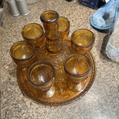 Vintage Amber Glass Serving Set