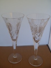 2 WATERFORD Crystal Millennium Bow Happiness Stemmed Champagne Flutes
