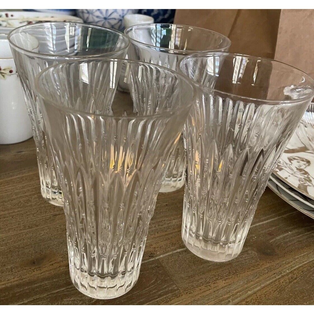 GODINGER KNIGHTSBRIDGE 4 RARE HIGHBALL TUMBLERS 6 1/4″ TALL 4″ WIDE 14 OZ MINT