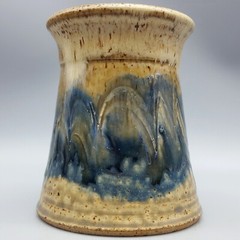 Jack Boyle Hand-Thrown Art Pottery Mug, Brown & Blue Speckled 1.25 Cup 1981 VTG