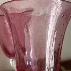 Val De Pome Christophe Saba Biot PINK Stemware Goblets France Lot of 4