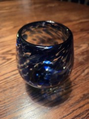 Hand Blown Heavy Mexican Blue Spotted Glass Brandy Snifter 5 & 1/2″ Tall 24 Oz